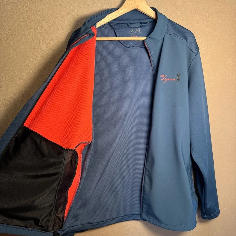 Adidas Golf Mens Climastorm Hybrid Heathered Zip Up Jacket Mineral Blue Sz Large